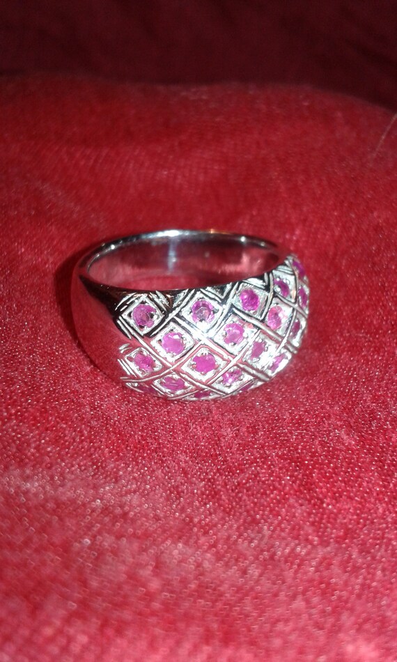 Heated only ruby solid sterling silver unisex men… - image 3