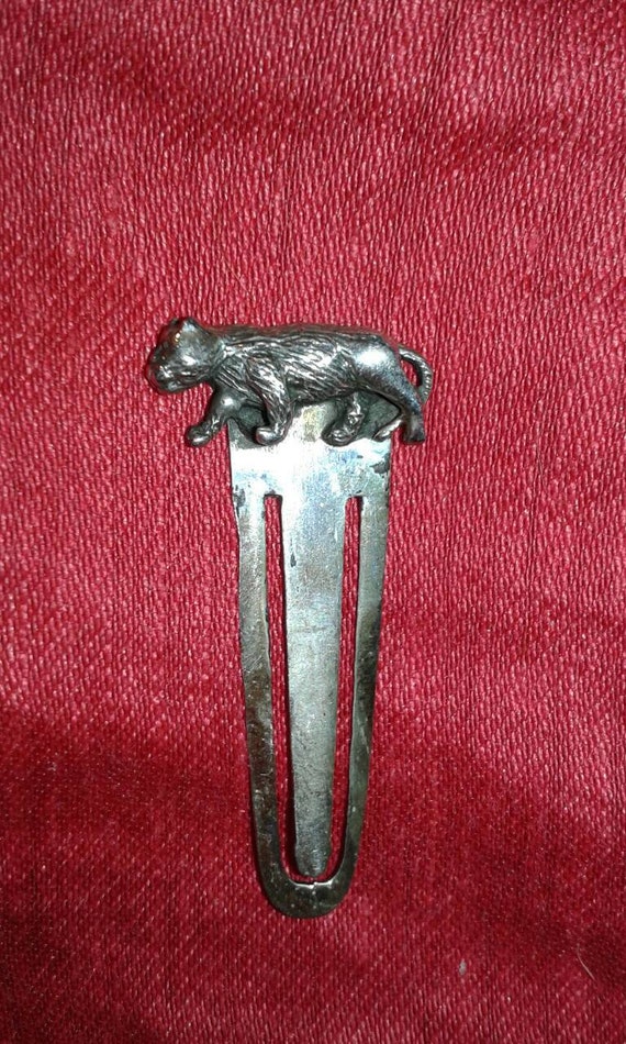 Solid sterling silver 925 marked book mark with c… - image 1