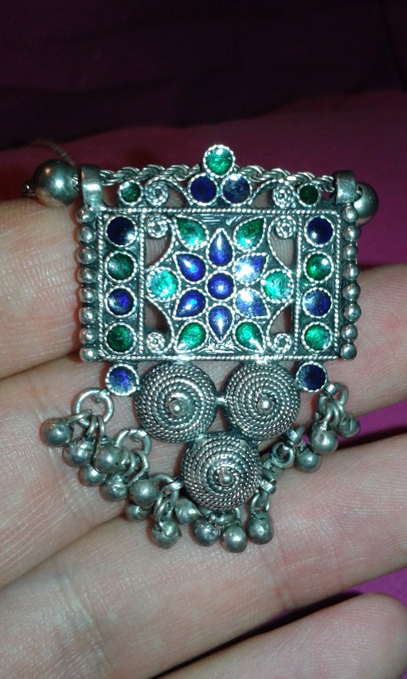 Solid sterling silver Metallic irridescent blue a… - image 3