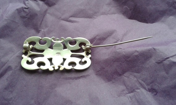 Beautiful rectangular solid sterling silver brooc… - image 2