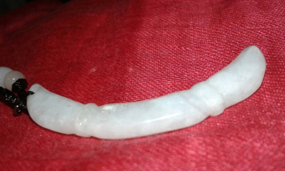 Untreated Jadeite A Jade bamboo curved carved org… - image 5