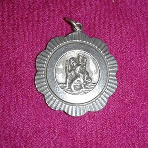 Georg Jensen - Solid sterling silver designer brand St Christopher lucky pendant or bracelet charm Christian religious precious jewellery