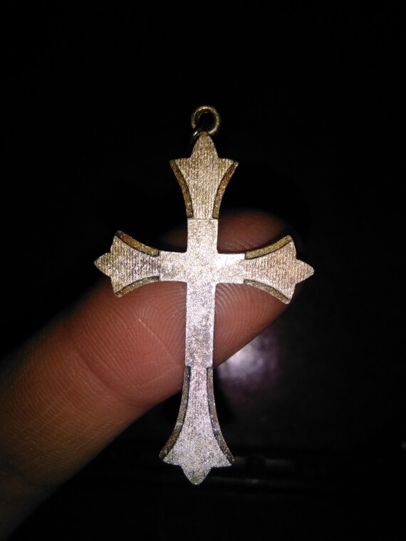 Solid sterling silver curcifix pendant - Two tone… - image 7