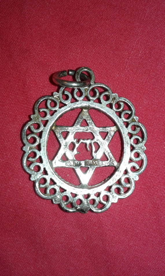 Solid sterling silver filigree Star of David pend… - image 5