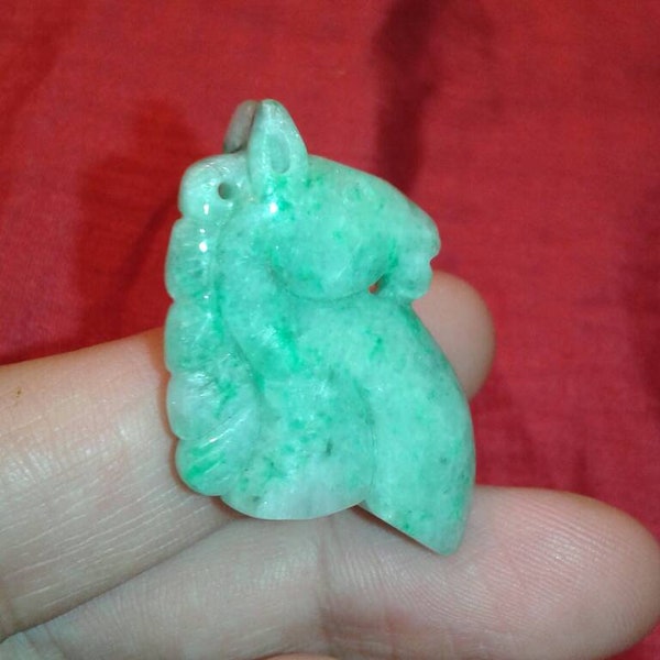 Horse head Celtic Norse themed jewellery Jadeite A Jade Han dynasty horseback warrior pendant gemstone carving for horse riding fans