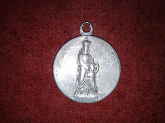 Antique very worn solid sterling silver charm of … - image 2