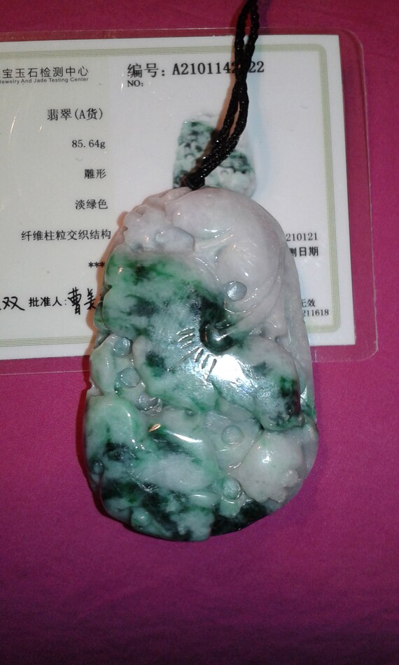 Heavy and luxurious untreated Jadeite Jade Koi fr… - image 8