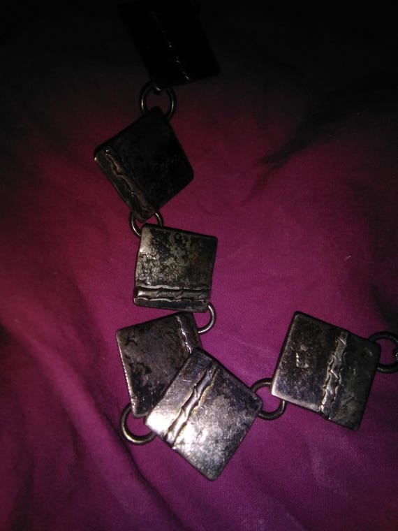 Solid sterling silver - Square polished silver pa… - image 4