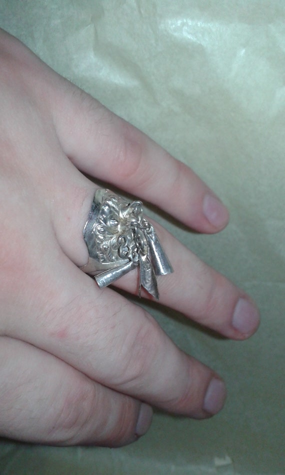 Chinese solid sterling silver adjustable antique … - image 5