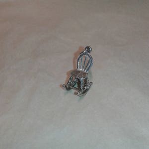 Solid sterling silver rocking chair bracelet charm , Victorian / Edwardian themed jewellery jewelry