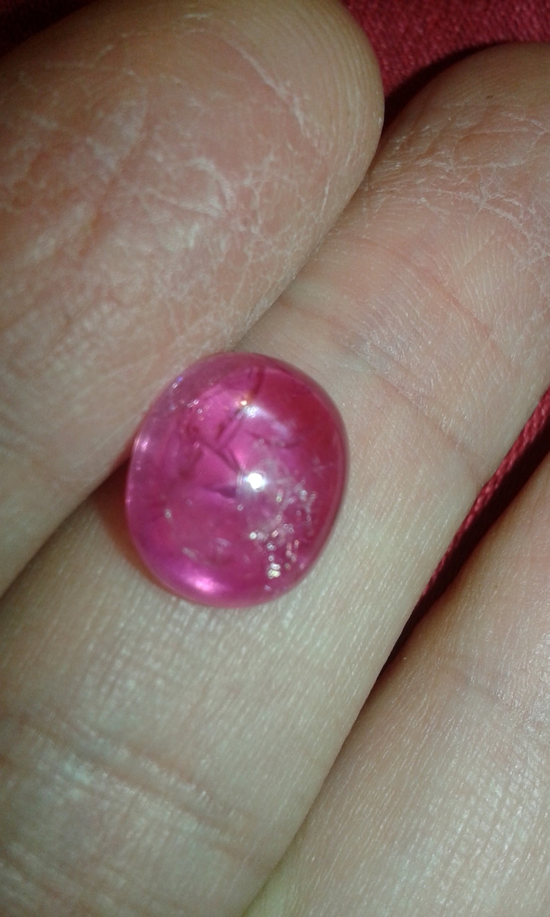 6,88 ct naturlig, endast utvunnen vid låg värme, oval cabochon, rubin, rosa safir, lös ädelsten, anpassad smyckestillverkning, monteringsring, dödsbohänge bild 2