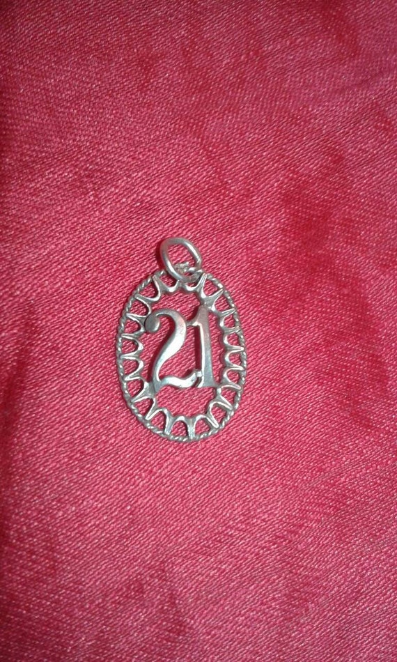 NUVO solid sterling silver 21 bracelet charm Engl… - image 4