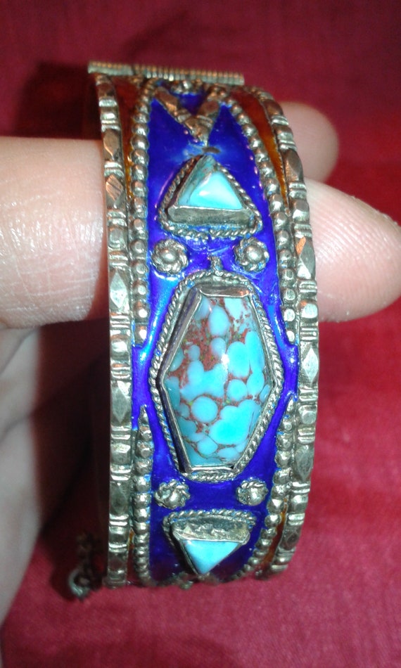 Solid TESTED silver hand painted enamel Egyptian … - image 10