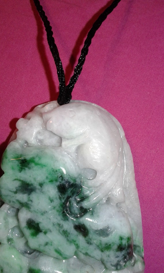 Heavy and luxurious untreated Jadeite Jade Koi fr… - image 3