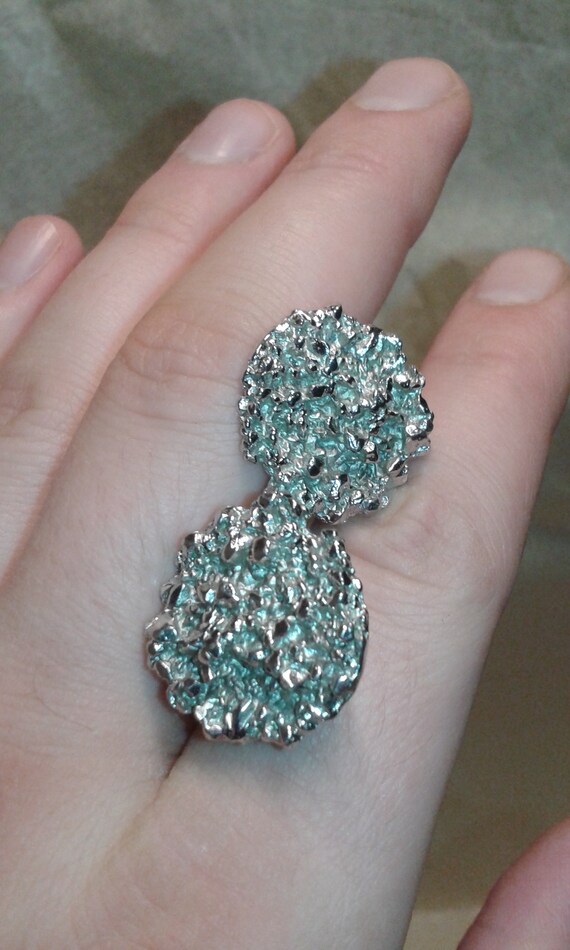Solid sterling silver handmade druzy effect mens … - image 5