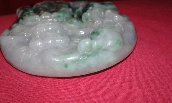 Dragon - Untreated Jadeite A Jade Chinese mythological flying being medallion pendant natural gemstone paperweight art decor unisex View 5