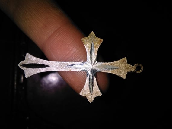 Solid sterling silver curcifix pendant - Two tone… - image 6