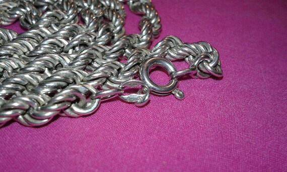Solid sterling silver barley twist heavy chain mu… - image 5