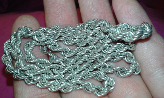 Solid sterling silver barley twist heavy chain mu… - image 1