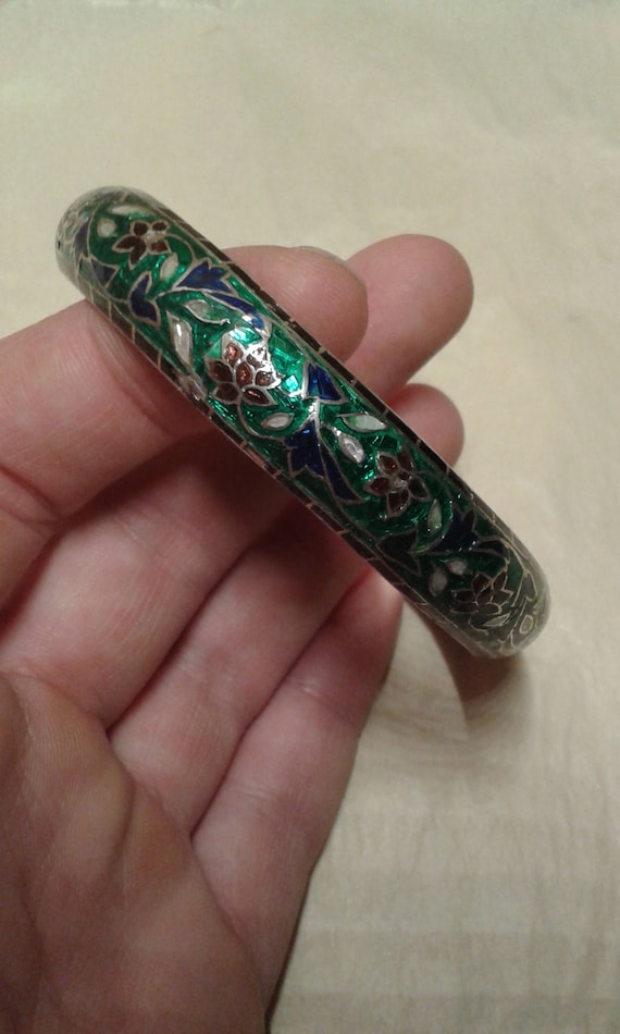 Chinese solid sterling silver and iridescent impe… - image 1