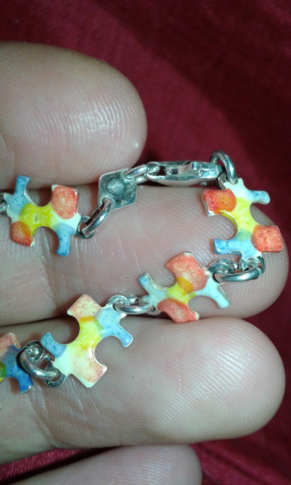 Solid sterling silver handpainted multicolour wat… - image 7