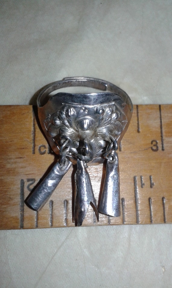 Chinese solid sterling silver adjustable antique … - image 7
