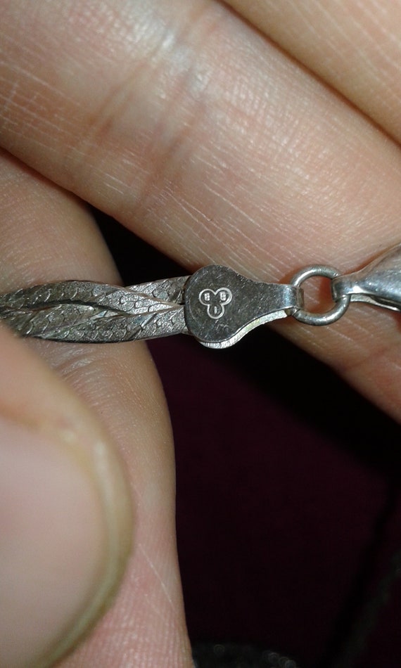 Triple plait solid sterling silver weave necklace… - image 5