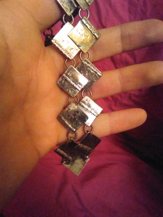 Solid sterling silver - Square polished silver pa… - image 7