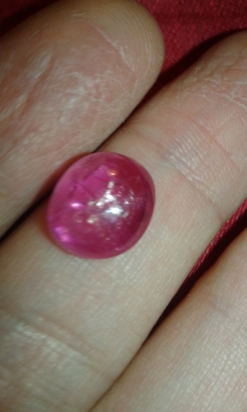 6,88 ct naturlig, endast utvunnen vid låg värme, oval cabochon, rubin, rosa safir, lös ädelsten, anpassad smyckestillverkning, monteringsring, dödsbohänge bild 3