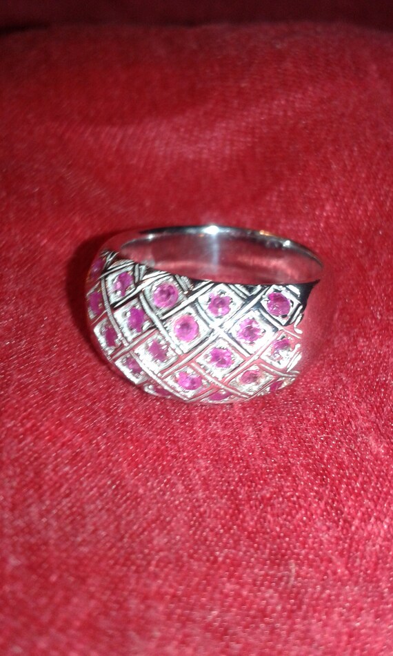 Heated only ruby solid sterling silver unisex men… - image 4