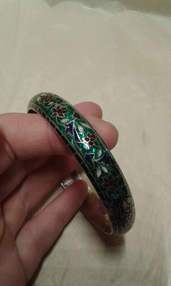 Chinese solid sterling silver and iridescent impe… - image 5