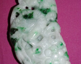 Untreated Jadeite A Jade Phoenix Parrot Peacock Pendant Handmade