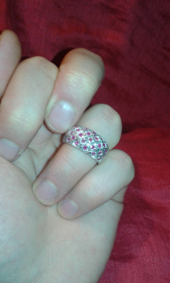 Heated only ruby solid sterling silver unisex men… - image 8