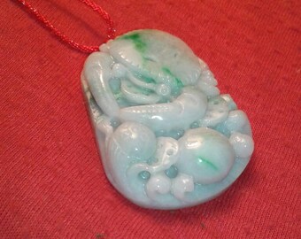 美しい翡翠彫刻蟹如意金運お守り宝石東洋美術 - Etsy 日本