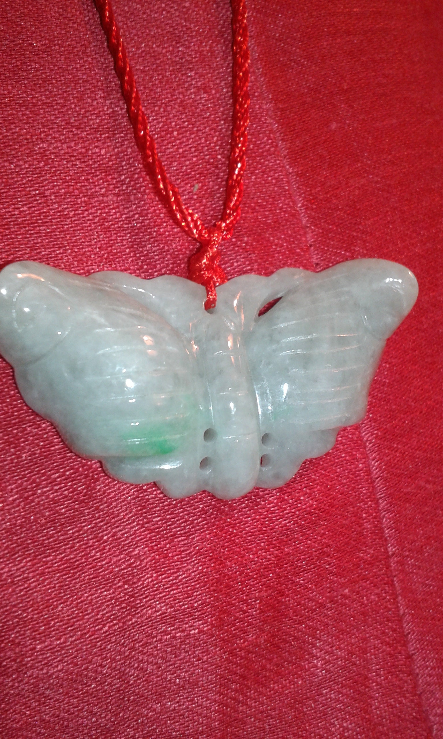 Untreated Jadeite A Jade butterfly pendant necklace organic Etsy