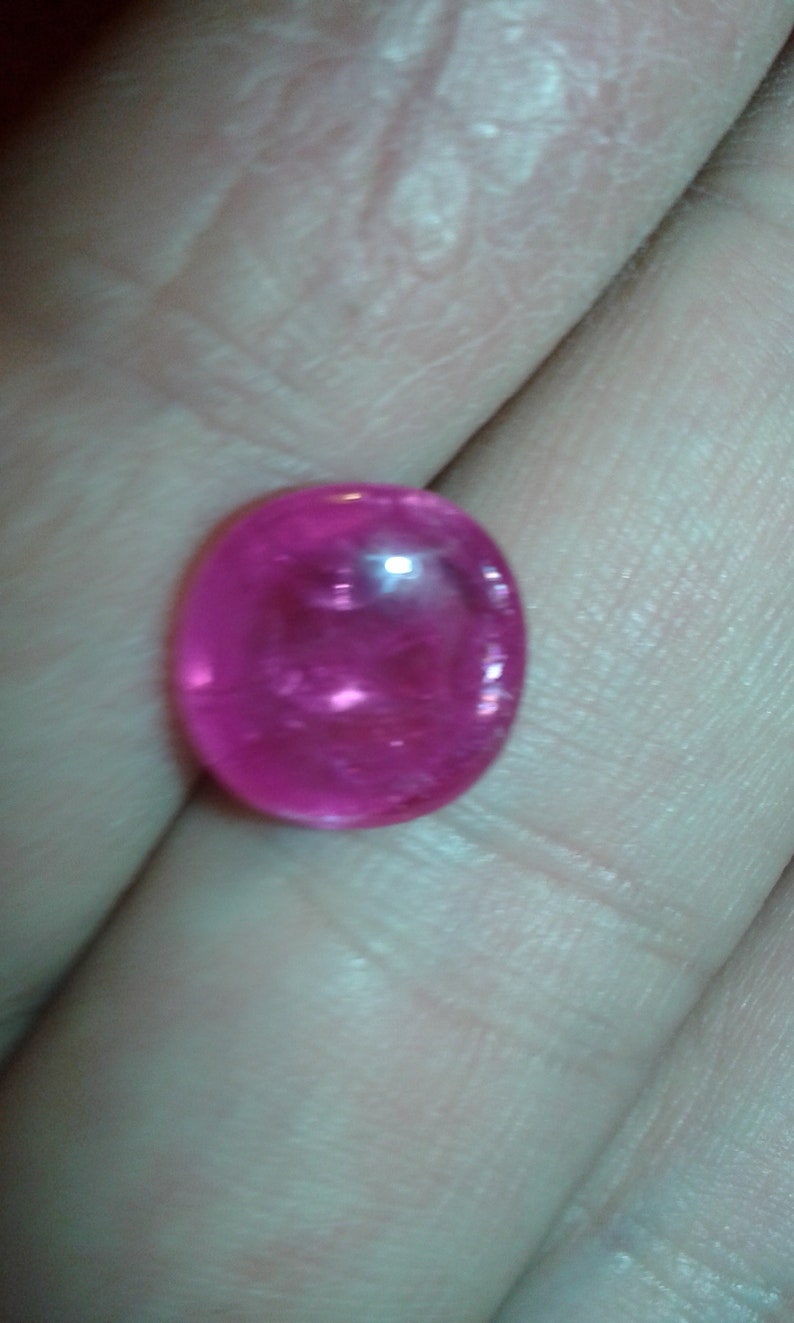6,88 ct naturlig, endast utvunnen vid låg värme, oval cabochon, rubin, rosa safir, lös ädelsten, anpassad smyckestillverkning, monteringsring, dödsbohänge bild 9