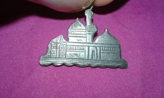 Solid sterling silver mosque bracelet charm Arabi… - image 1