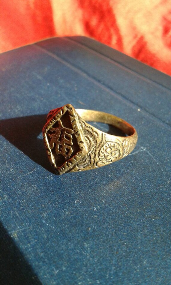 Solid sterling silver antique Blessing luck "Fu" … - image 2
