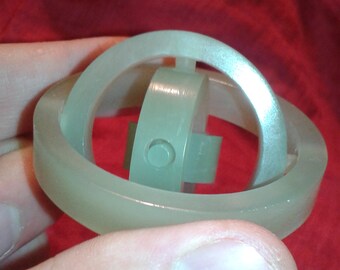Untreated Jade gyroscope axis 3D movable carved gemstone art Oriental Traditional artwork