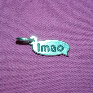 LMAO text phone computer speak chat talk solid sterling silver bracelet charm acronym emoji smiley