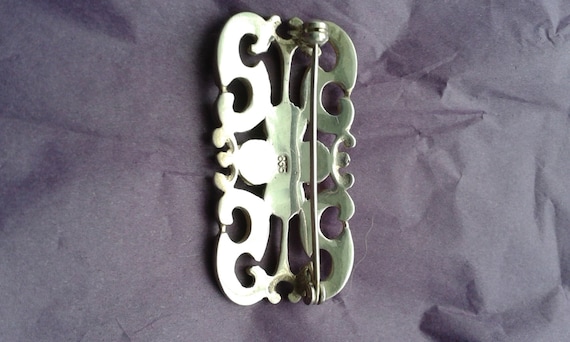Beautiful rectangular solid sterling silver brooc… - image 4