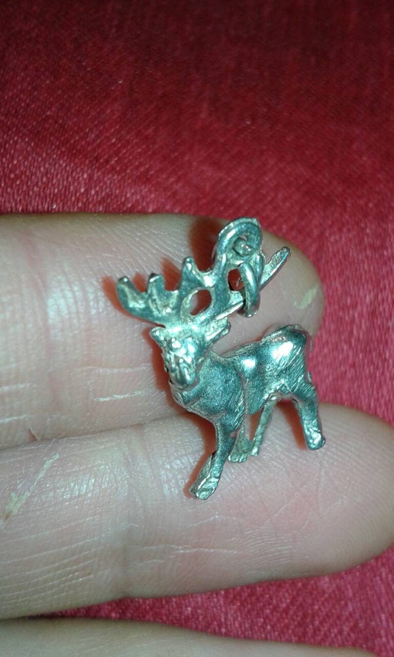 Solid sterling silver Reindeer stag deer buck woo… - image 1