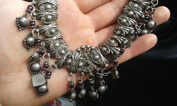 Rajasthani solid sterling silver garnet womens ta… - image 2