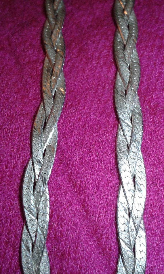 Triple plait solid sterling silver weave necklace… - image 4