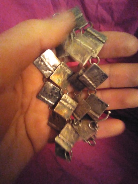 Solid sterling silver - Square polished silver pa… - image 14