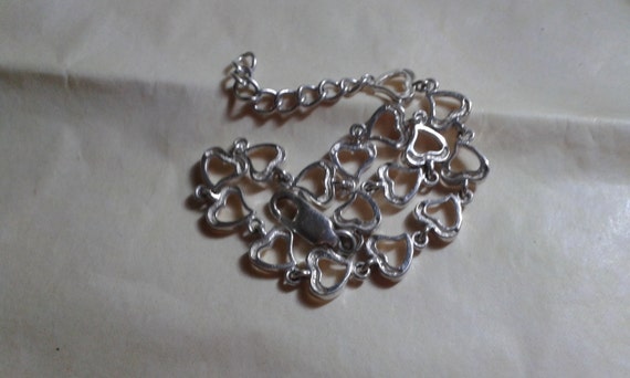 Solid sterling silver heart link bracelet, nice v… - image 4