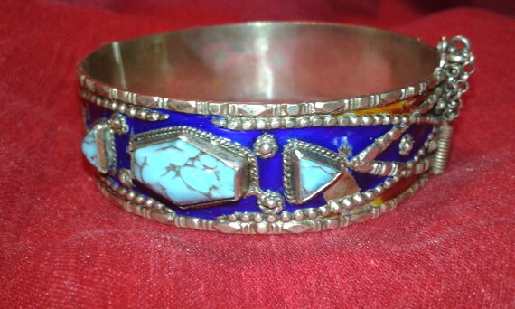 Solid TESTED silver hand painted enamel Egyptian … - image 7