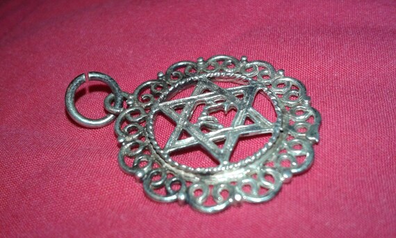 Solid sterling silver filigree Star of David pend… - image 4
