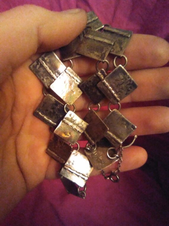 Solid sterling silver - Square polished silver pa… - image 9