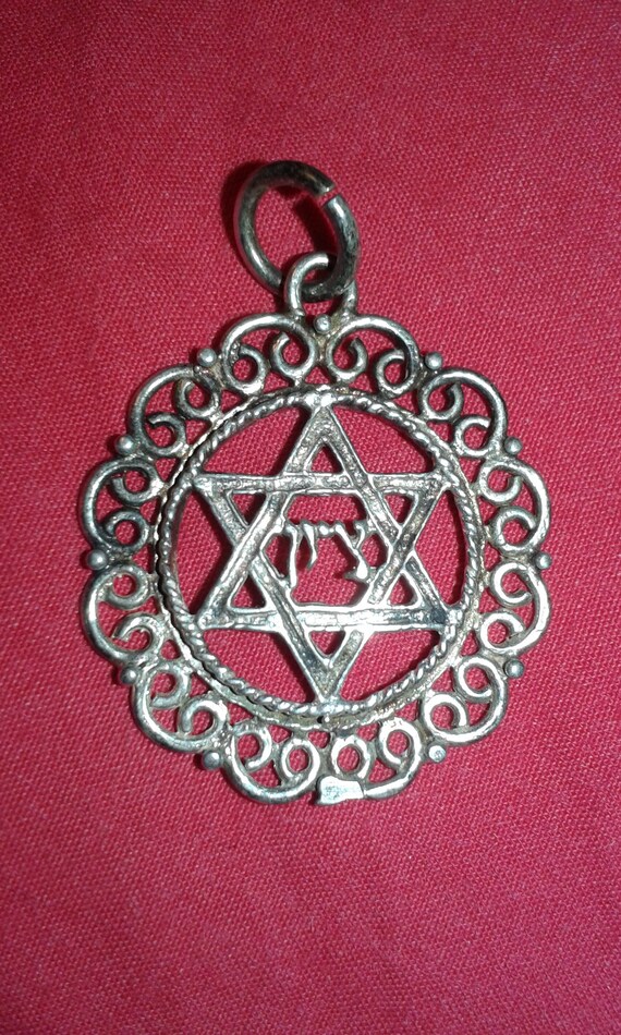 Solid sterling silver filigree Star of David pend… - image 3